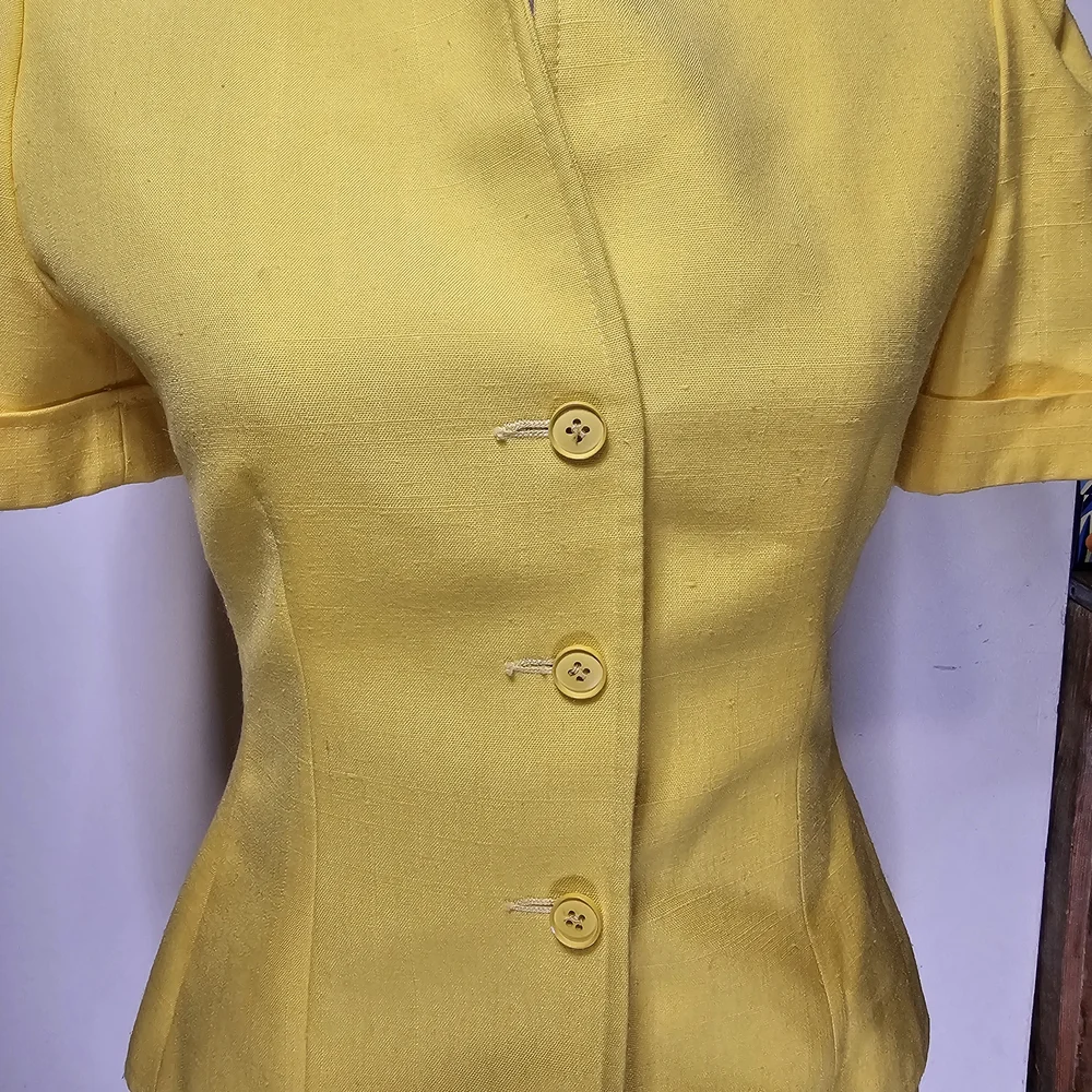 Vintage Yellow Skirt Suit Set Women's Size 4 1970s Retro Office Union Made in US